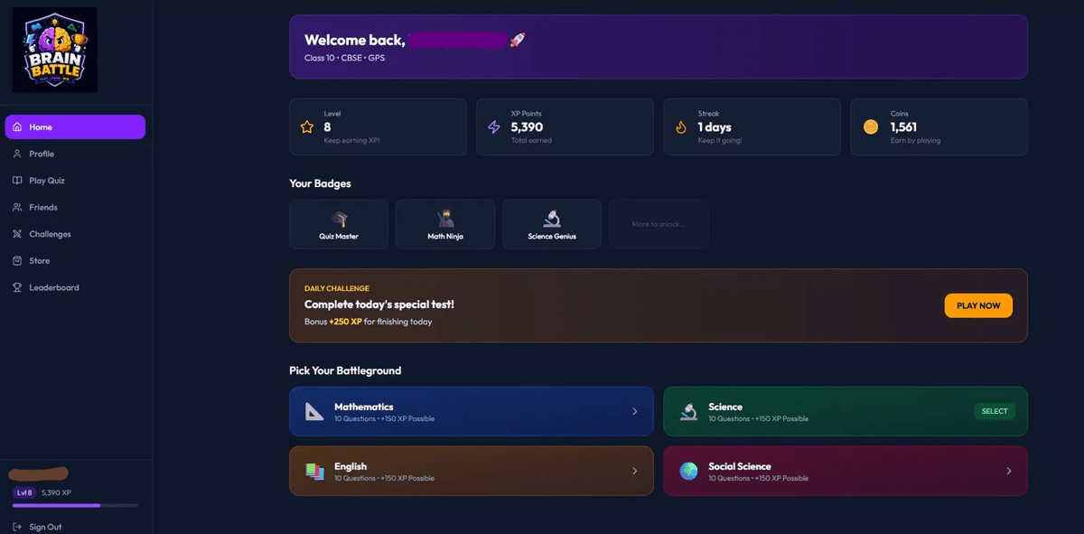 Player Dashboard